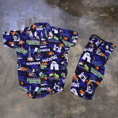 14 August 2 Pcs Dhanak Shirt And Shorts Set 3 to 8 Year Boys  thumbnail 4