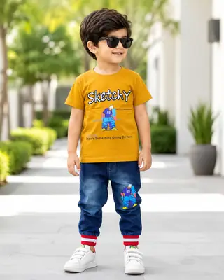 2 Pcs Boy's Printed Shirt & Pants Set  thumbnail 3