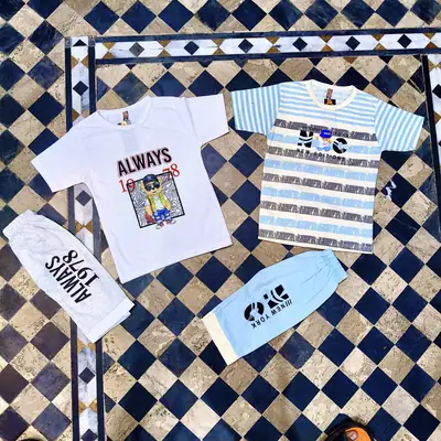 2 Pcs Boy's Cotton Jersey Printed Shirt And Shorts Set thumbnail 6