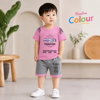 2 Pcs China Stuff Boy's Printed Shirt And Shorts Set thumbnail 2