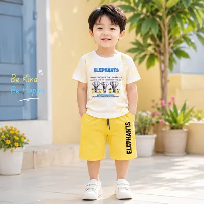 2 Pcs China Stuff Boy's Printed Shirt And Shorts Set thumbnail 3