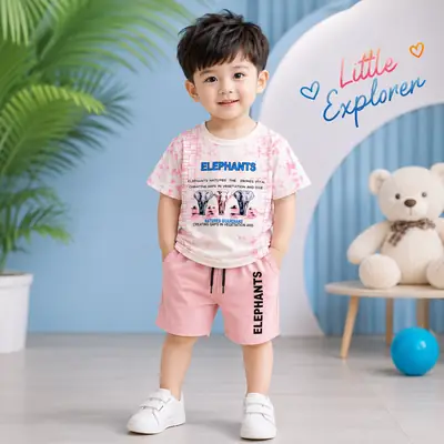 2 Pcs China Stuff Boy's Printed Shirt And Shorts Set