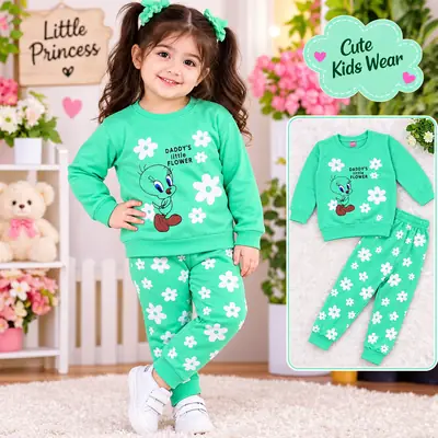 Winter Collection 2 Pcs Girl's Funky Shirt And Trouser Set