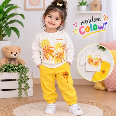 Winter Collection 2 Pcs Girl's Funky Shirt And Trouser Set
