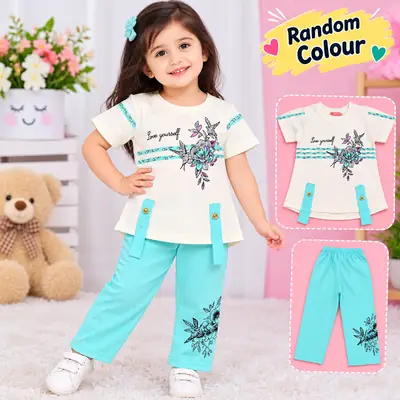 Winter Collection 2 Pcs Girl's Funky Shirt And Trouser Set