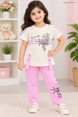 Winter Collection 2 Pcs Girl's Funky Shirt And Trouser Set