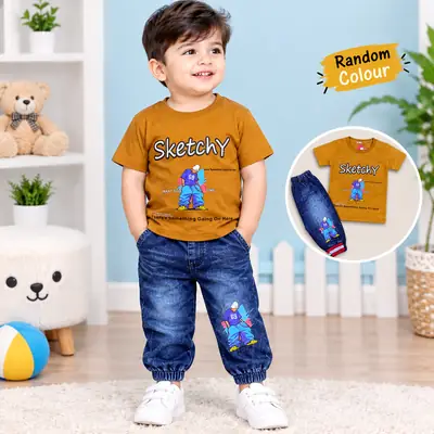 2 Pcs Boy's Modren Stylish Shirt And Trouser Set