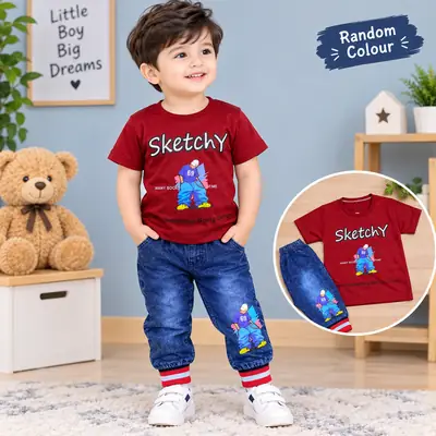 2 Pcs Boy's Modren Stylish Shirt And Trouser Set