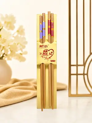 2 Pairs Wooden Fancy Chopsticks Set thumbnail 2