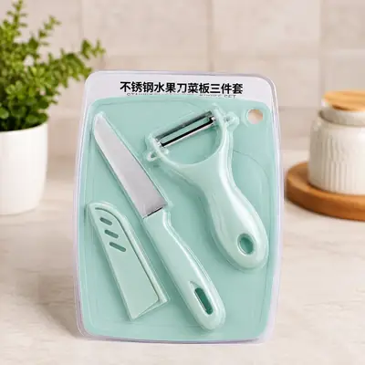 3 In 1 Fruit Knife Set Cutting Board Peeler Knife Set 