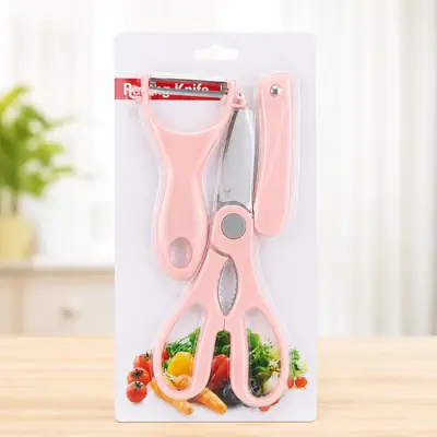 3 In 1 Fruit Knife Scissors Peeler Beautiful Set