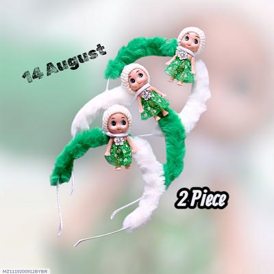 Green Printed Hair Bands for Girls Pack of 2 thumbnail 3