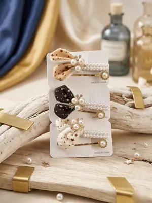Girl's Printed Hair Pins 6 Pcs thumbnail 2