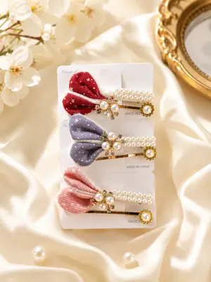 Girl's Printed Hair Pins 6 Pcs 