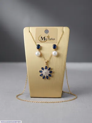Gold Plated Crystal Pendant Set for Women Modern Design thumbnail 1