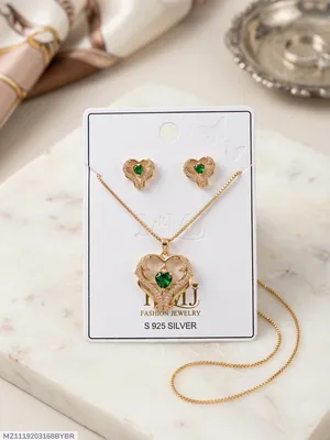 Golden Elephant Pendant & Earrings Set for Women