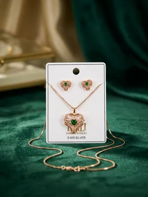Golden Elephant Pendant & Earrings Set for Women thumbnail 2