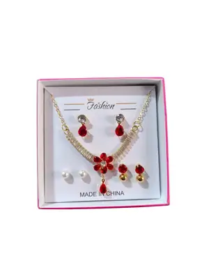Funky Gold Plated Crystal Necklace Set thumbnail 3