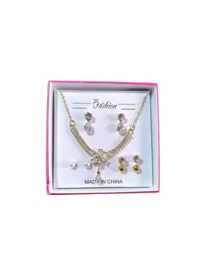 Funky Gold Plated Crystal Necklace Set thumbnail 3
