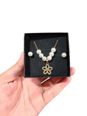 Modern Design Gold Plated Crystal Pendant Set thumbnail 3