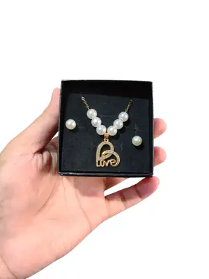 Modern Design Gold Plated Crystal Pendant Set thumbnail 3