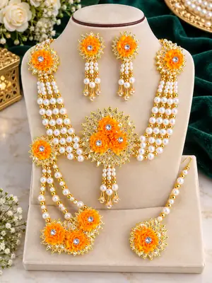 Bridal Mehndi Jewellery Set Necklace Earing Kara Bangles Set