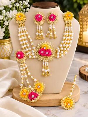 Bridal Mehndi Jewellery Set Necklace Earing Kara Bangles Set