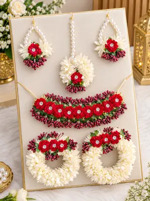 Bridal Mehndi Jewellery Set Necklace Earing Kara Bangles Set