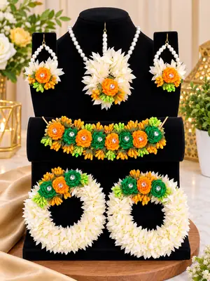 Bridal Mehndi Jewellery Set Necklace Earing Kara Bangles Set