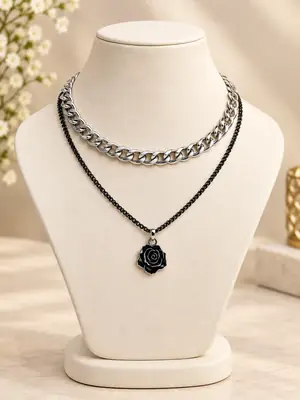 Premium Quality 2 Layered Chain Women And Girls Pendant Set