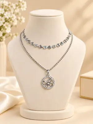 Premium Quality 2 Layered Chain Women And Girls Pendant Set