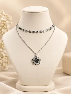 Premium Quality 2 Layered Chain Women And Girls Pendant Set
