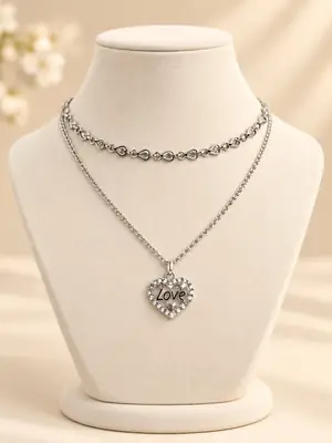 Premium Quality 2 Layered Chain Women And Girls Pendant Set