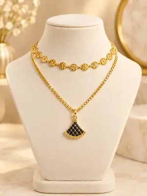Premium Quality 2 Layered Chain Women And Girls Pendant Set