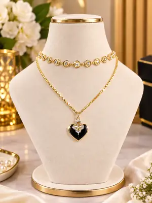 Premium Quality 2 Layered Chain Women And Girls Pendant Set