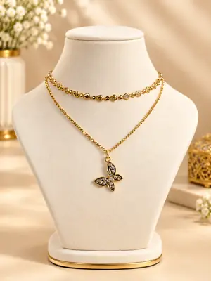 Premium Quality 2 Layered Chain Women And Girls Pendant Set