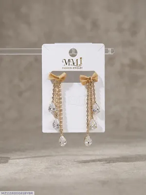 Golden Crystal Earrings for Women 2 Pcs
