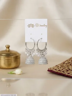 Silver Plated Funky Jhumka Earrings for Women 2 Pcs