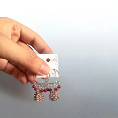 Funky Silver Plated Jhumka Earrings for Women 2 Pcs thumbnail 3