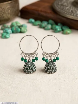 Silver Plated Funky Jhumka Earrings for Women 2 Pcs