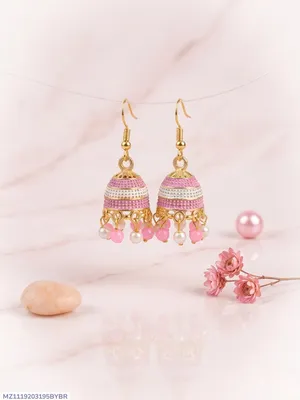 Women Funky Multicolor Crystal Jhumka Earrings Gold Plated