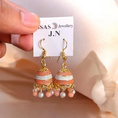 Gold Plated Funky Jhumka Earrings for Women Multicolor thumbnail 3