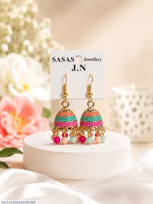 Multicolor Funky Jhumka Earrings for Women Gold Plated