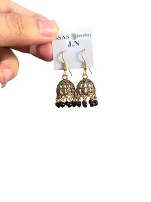 Gold Plated Funky Jhumka Earrings for Women 2 Pcs thumbnail 3