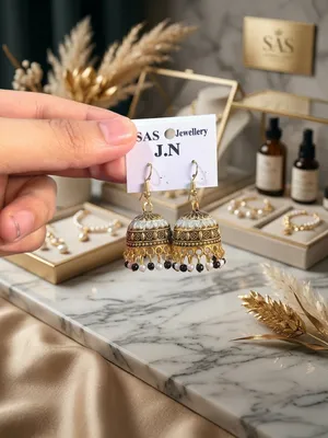 Gold Plated Multicolor Jhumka Earrings for Women 2 Pcs thumbnail 2