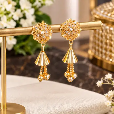 Modern Design Gold Plated Crystal Earrings