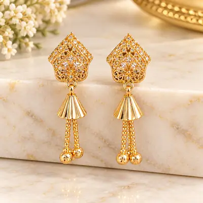 Modern Design Gold Plated Crystal Earrings