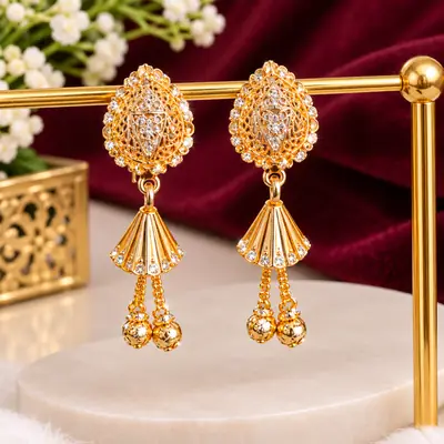 Modern Design Gold Plated Crystal Earrings