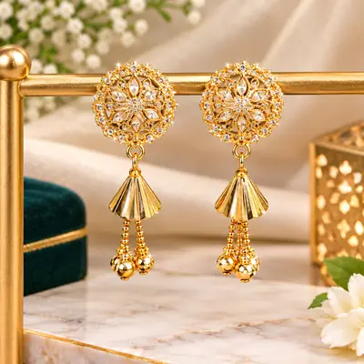 Modern Design Gold Plated Crystal Earrings