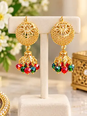 Modern Design Gold Plated Crystal Earrings